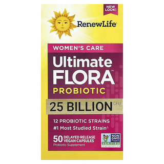 Renew Life, Cuidado de la mujer, Suplemento probiótico Ultimate Flora™, 50 cápsulas veganas de liberación retardada