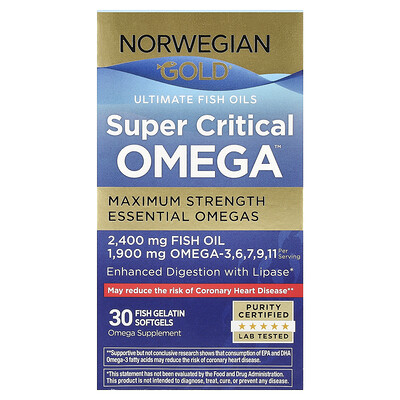 Product Image for Renew Life, Norwegian Gold , Super Critical Omega , Maximum Strength, 30 Fish Gelatin Softgels