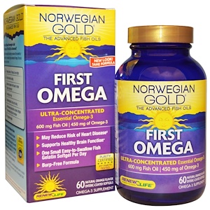 Отзывы о Ренев Лифе, Norwegian Gold Fish Oils, First Omega, 600 mg, Natural Orange Flavor, 60 Enteric-Coated Softgels