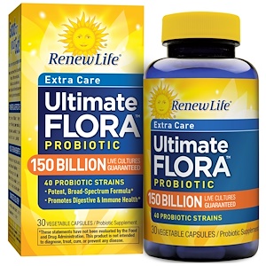 Купить Renew Life, Дополнительный уход, пробиотик Ultimate Flora, 150 млрд живых культур, 30 растительных капсул  на IHerb