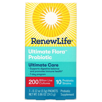 Renew Life Ultimate Care, Ultimate Flora Probiotic, 200 Billion Live Cultures, 7 Packets, 0.12 oz (3.5 g) Each