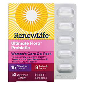Отзывы о Ренев Лифе, Women's Care Go-Pack , Ultimate Flora Probiotic, 15 Billion Live Cultures, 60 Vegetarian Capsules