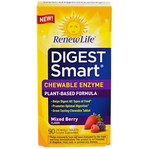 Отзывы о Ренев Лифе, Digest Smart, Chewable Enzyme, Mixed Berry, 90 Chewable Tablets