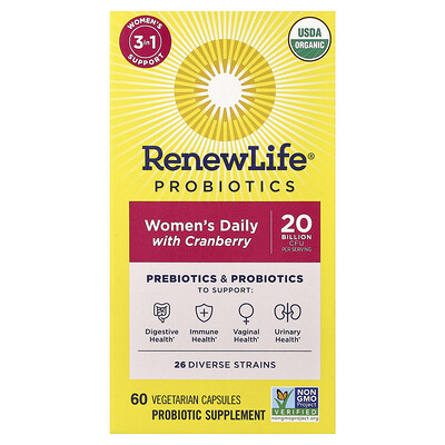 Renew Life, Suplemento diario para mujeres con arándano rojo, 60 cápsulas vegetales