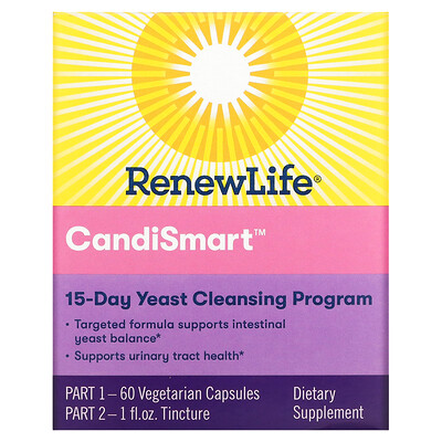 

Renew Life CandiSmart, 15-дневная программа очищения от дрожжей, комплекс из 2 частей