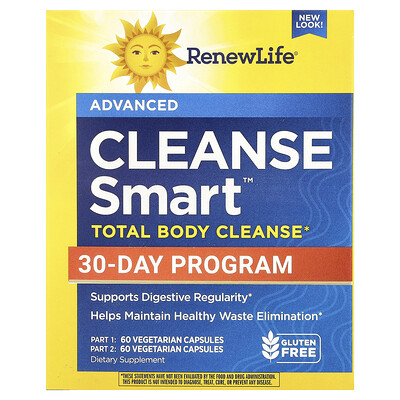 Product Image for Renew Life, Cleanse Smart Total Body Cleanse, 2 Bottles, 60 Vegetarian Capsules Each