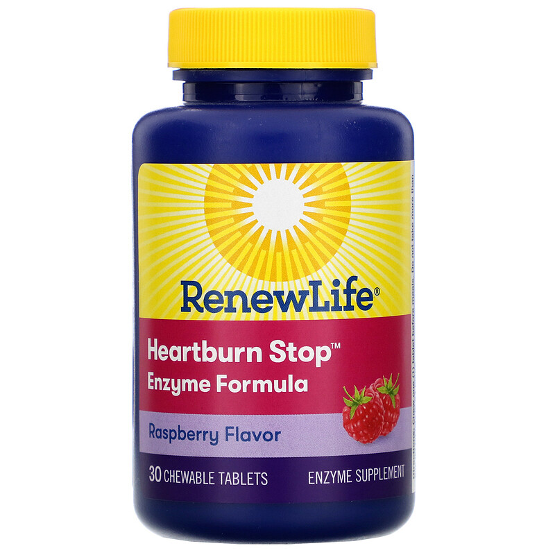 Renew Life, Heartburn Stop, Raspberry Flavor, 30 Chewable Tablets iHerb