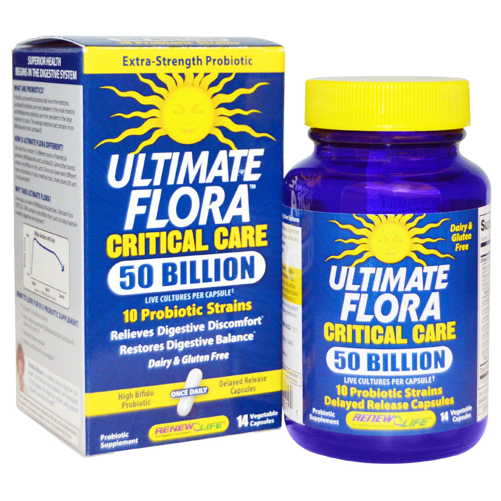 Renew Life Ultimate Flora Critical Care 50 Billion 14 Vegetable Capsules Iherb