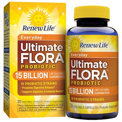 Каждый день, Ultimate Flora Probiotic, 15 млрд живых культур, 30 растительных капсул