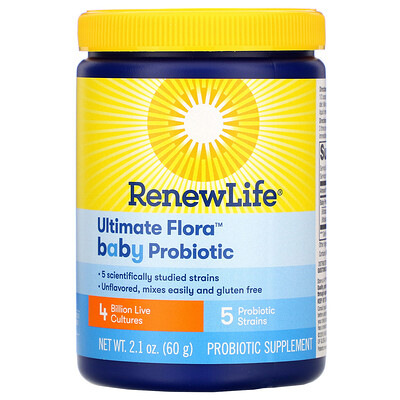 Renew Life Ultimate Flora Baby Probiotic, 4 Billion Live Cultures, 2.1 oz (60 g)