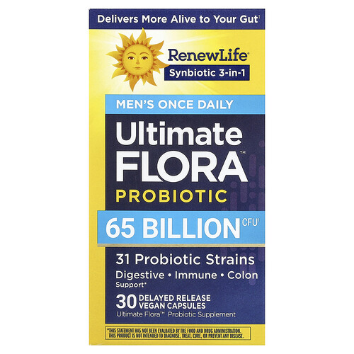 Renew Life, Ultimate Flora™, Men's Once Daily Probiotic, Probiotikum für Männer, 30 vegane Kapseln mit verzögerter Freisetzung