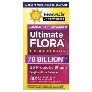 Renew Life, Ultimate Flora™, Vaginal Care Advanced, Pre & Probiotic, 30 Delayed Release Vegan Capsules