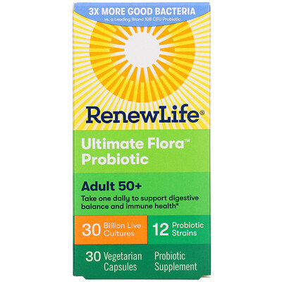 

Adult 50+ Ultimate Flora Probiotic, 30 Billion Live Cultures, 30 Vegetarian Capsules