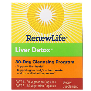 Отзывы о Ренев Лифе, Liver Detox, 30-Day Cleansing Program, 2 Bottles, 60 Vegetarian Capsules Each