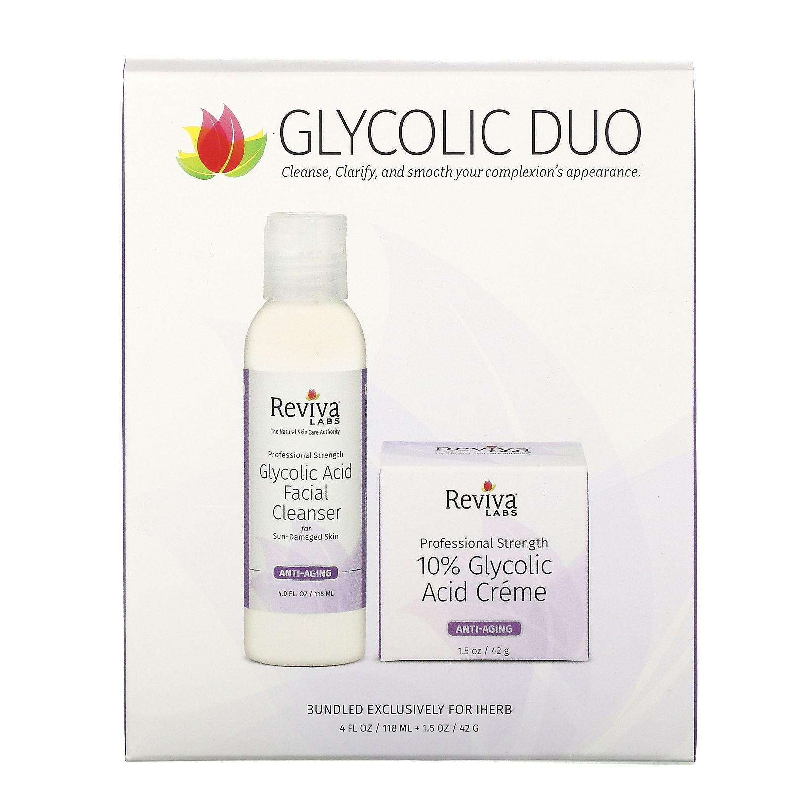 10 Glycolic Acid Creme & Glycolic Acid Facial Cleanser, 2 Piece Bundle