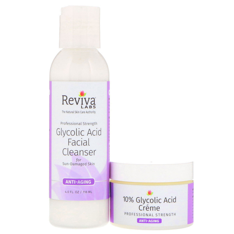 Reviva Labs 10 Glycolic Acid Creme And Glycolic Acid Facial Cleanser 2 Piece Bundle Iherb