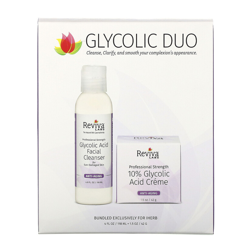 Reviva Labs Glycolic Duo 10 Glycolic Acid Creme And Glycolic Acid Facial Cleanser 2 Piece 5960