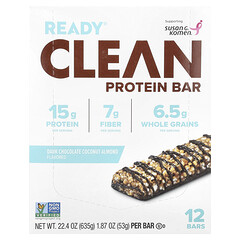 Clean Protein Bar, чорний шоколад, кокос і мигдаль, 12 батончиків по 53 г