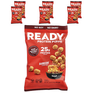 Ready, Protein Puffs, Barbecue, 6 Bags, 2.82 oz (80 g) Each