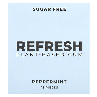 Refresh Gum, Chicles de origen vegetal, Menta, 12 piezas