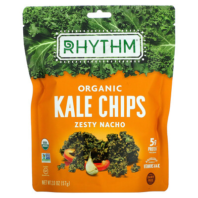 Rhythm Superfoods Органические чипсы из капусты, пикантные начо, 57 г (2 унции)