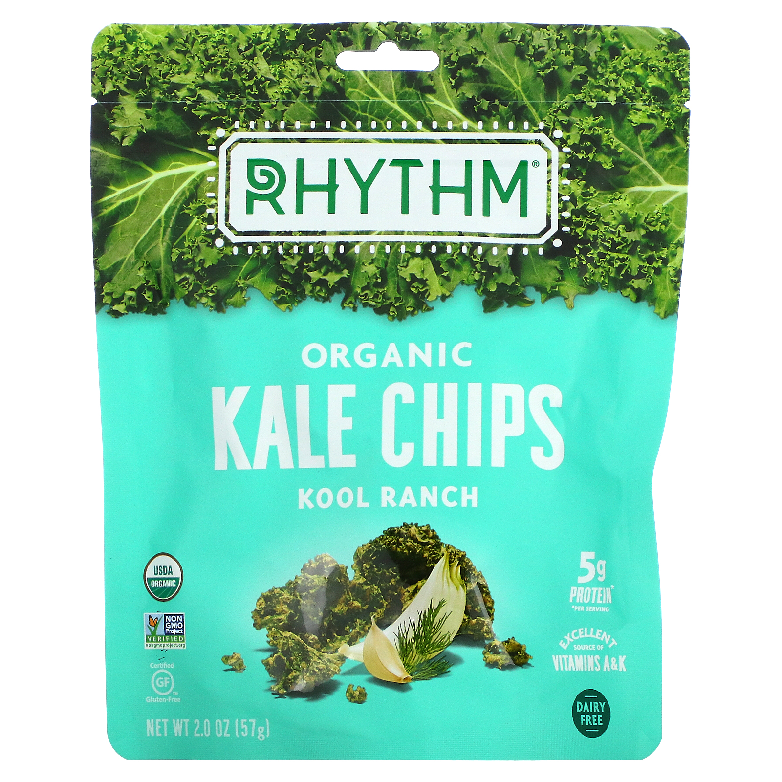 Rhythm Superfoods, Organic Kale Chips, Kool Ranch, 2 oz (57 g)