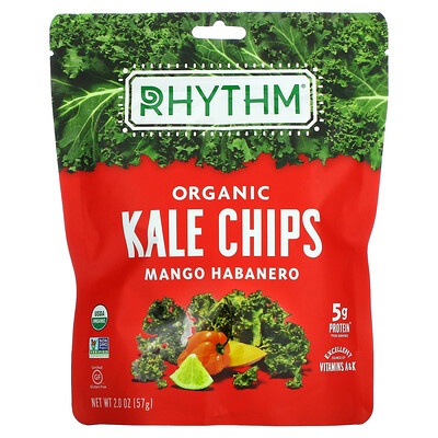 Rhythm Superfoods Organic, капустные чипсы, манго и хабанеро, 57 г (2 унции)