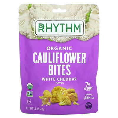 Купить Rhythm Superfoods Органическая цветная капуста, белый чеддер, 40 г (1, 4 унции)