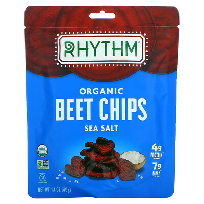 Rhythm Superfoods Органические свекольные чипсы, морская соль, 40 г (1,4 унции)