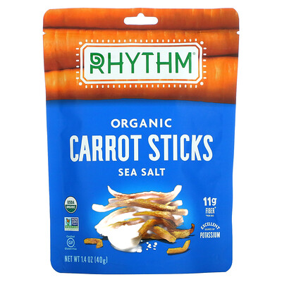 Rhythm Superfoods Органические морковные палочки, морская соль, 40 г (1,4 унции)