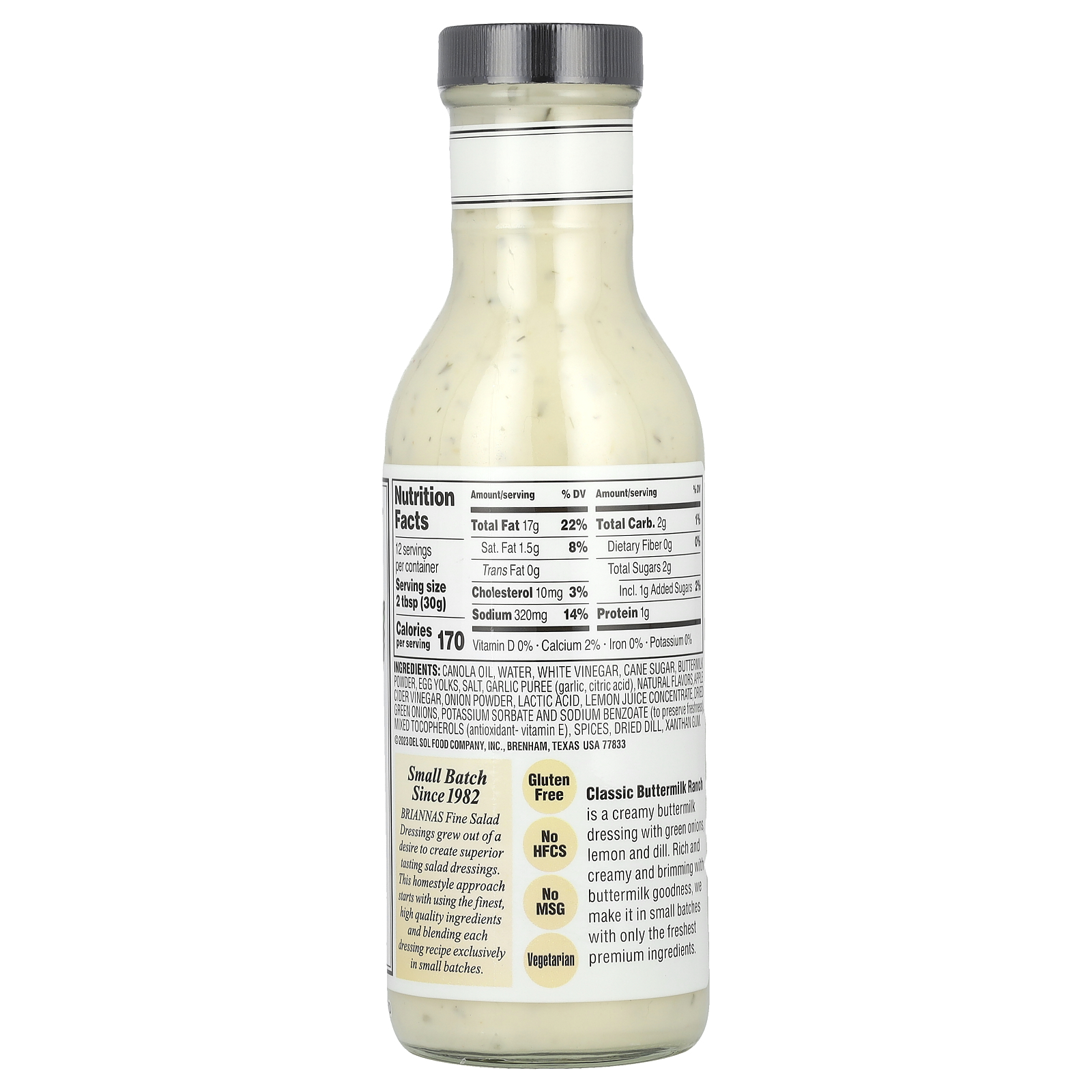 briannas classic buttermilk ranch dressing Briannas Home Style Creamy Classic Buttermilk Ranch Salad Dressing, 12 Fl  Oz