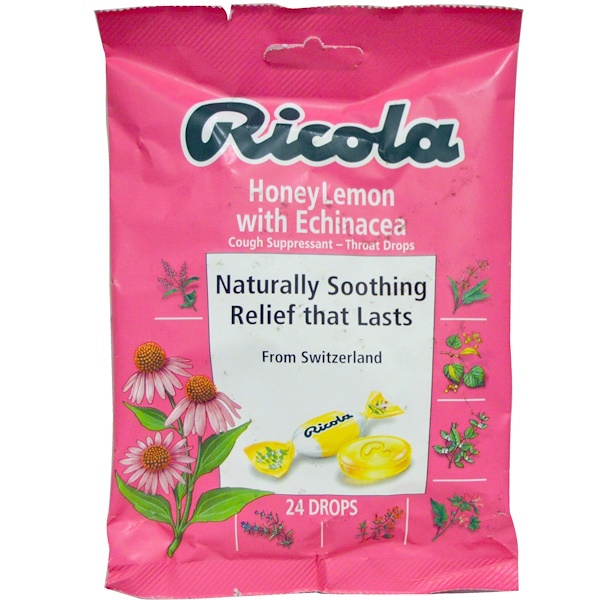 Ricola, Throat Drops, Honey Lemon with Echinacea, 24 Drops iHerb