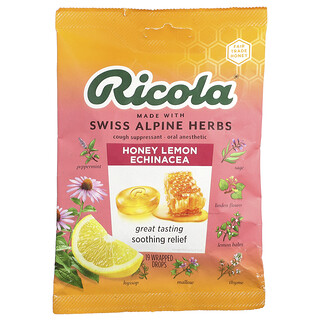 Ricola, Anestesi Oral, Madu Lemon Echinacea, 19 Tetes Terbungkus