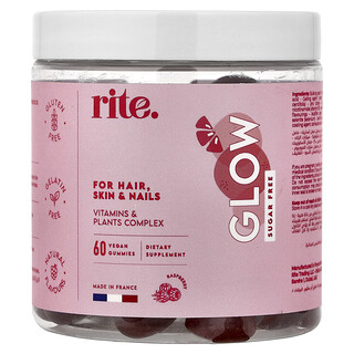 rite., Glow Gummies, Raspberry, 60 Vegan Gummies