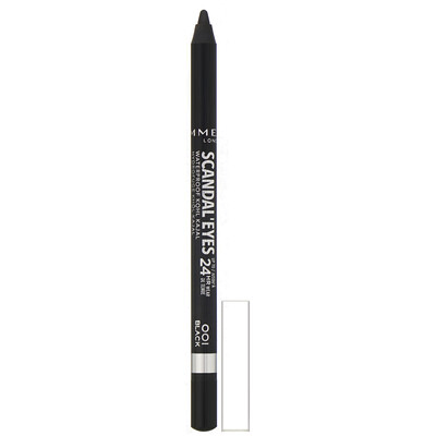Rimmel London Водостойкий карандаш для глаз Scandaleyes, стойкость 24 часа, оттенок 001 черный, 1,3 г