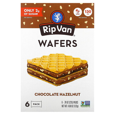 

Rip Van Wafels Шоколад с фундуком, 6 пакетиков по 22 г (0,78 унции)
