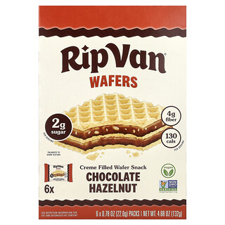 Rip Van Wafels, Obleas con relleno de crema, Chocolate y avellanas, 6 paquetes, 22 g (0,78 oz) cada uno