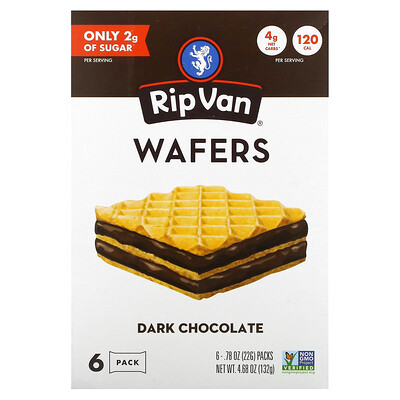 

Rip Van Wafels, Dark Chocolate, 6 Pack, 0.78 oz (22 g) Each