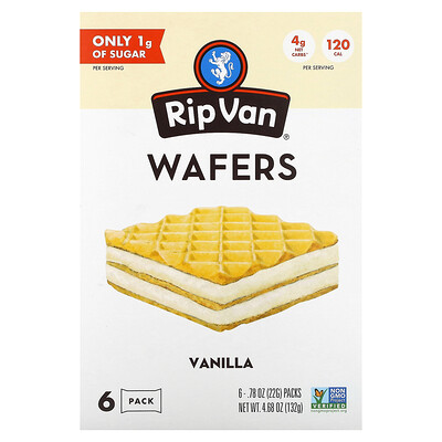 

Rip Van Wafels Ваниль, 6 пакетиков по 22 г (0,78 унции)