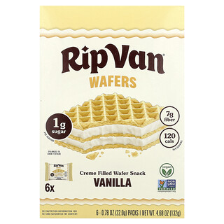 Rip Van Wafels, napolitane umplute cu cremă, vanilie, pachet de 6, 22 g fiecare