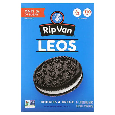 

Rip Van Wafels Leos, печенье и крем, 4 упаковки по 48 г (1,69 унции)