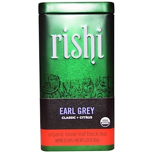 Отзывы о Риши Ти, Organic Loose Leaf Black Tea, Earl Grey, Classic + Citrus, 2.29 oz (65 g)
