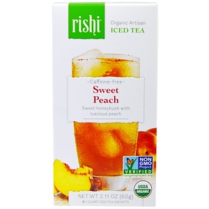 Отзывы о Риши Ти, Organic Artisan Iced Tea, Caffeine-Free, Sweet Peach, 5 1-Quart Iced Tea Sachets, 2.11 oz (60 g)