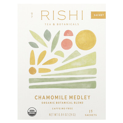 Rishi Tea  Organic Botanical Blend  Chamomile Medley  Caffeine-Free  15 Sachets  0.84 oz (24 g)