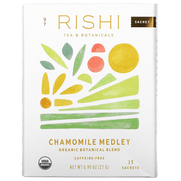 Rishi Tea‏, Organic Herbal Tea, Chamomile Medley, Caffeine-Free, 15 Sachets, 0.95 oz (27 g)