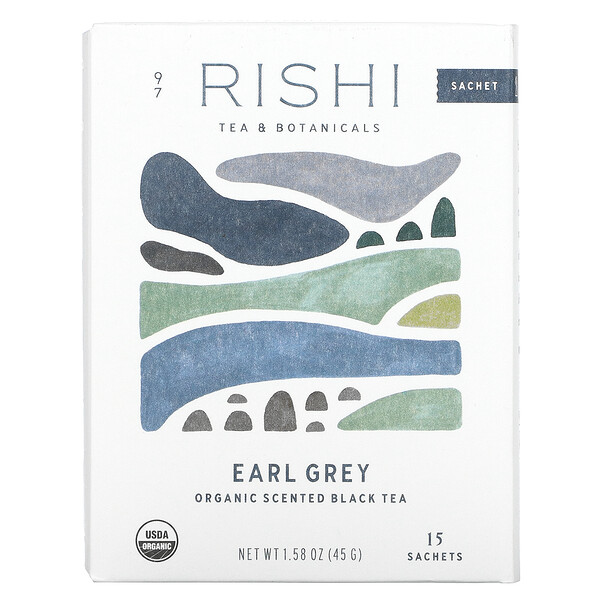 Rishi Tea, Bio-Schwarztee, Earl Grey, 15 Teebeutel 1,75 oz. (49,5 g)