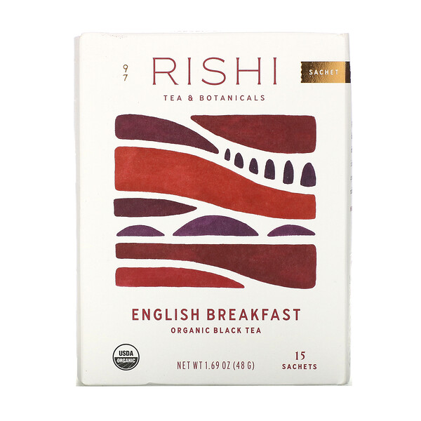 Rishi Tea‏, Organic Black Tea, English Breakfast, 15 Tea Bags, 1.69 oz (48 g)