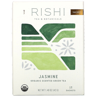 Rishi Tea, 有机风味绿茶，茉莉花香，15 袋装，1.48 盎司（42 克）