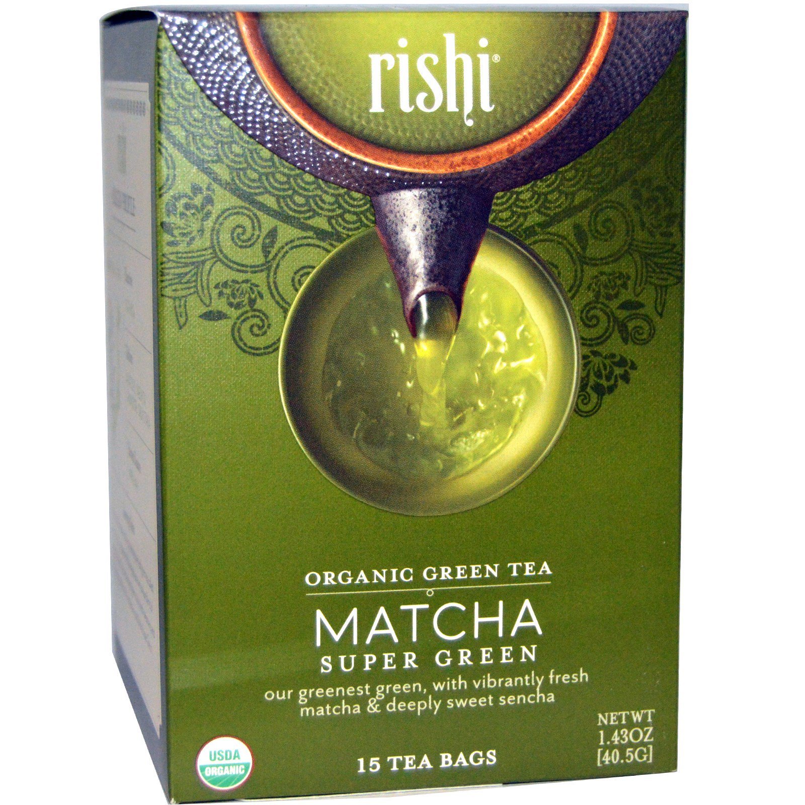 Rishi Tea Organic Green Tea Matcha Super Green 15 Tea Bags 1 43 Oz 