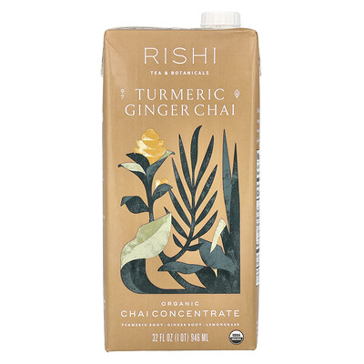 Rishi Tea  Organic Chai Concentrate  Turmeric Ginger Chai  Caffeine Free  32 fl oz (946 ml)